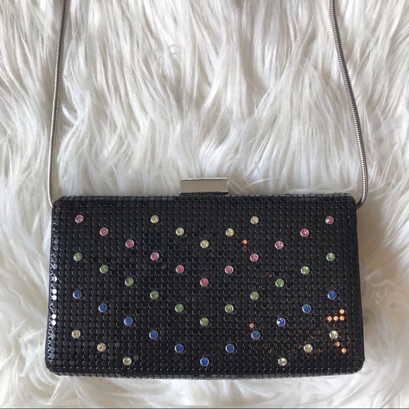 Whiting & Davis Handbags - Whiting & Davis | Black Metal Mesh Rhinestone Bag